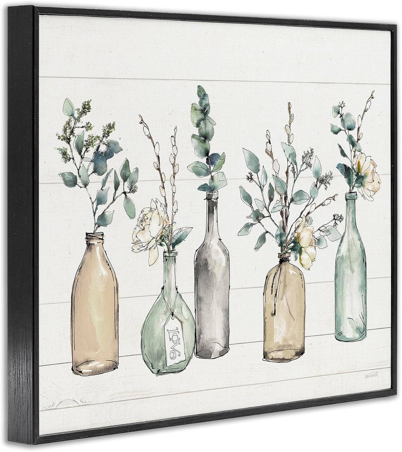 Stupell Industries Bottles and Plants Farm Wood Textured, Design by Anne Tavoletti Wall Art, 11 x 14, Multi-Color, Black Framed-2