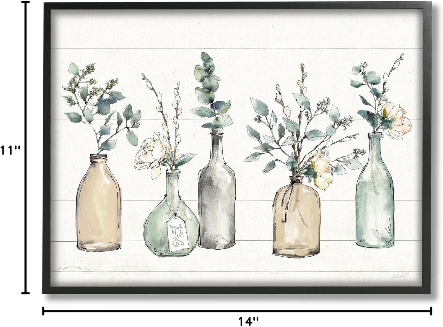 Stupell Industries Bottles and Plants Farm Wood Textured, Design by Anne Tavoletti Wall Art, 11 x 14, Multi-Color, Black Framed-9