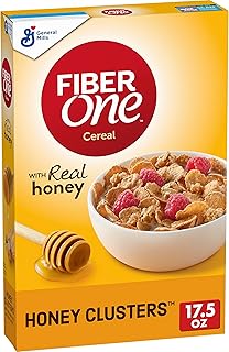 Fiber One Honey Clusters Breakfast Cereal, Fiber Cereal Made with Whole Grain, 17.5 oz