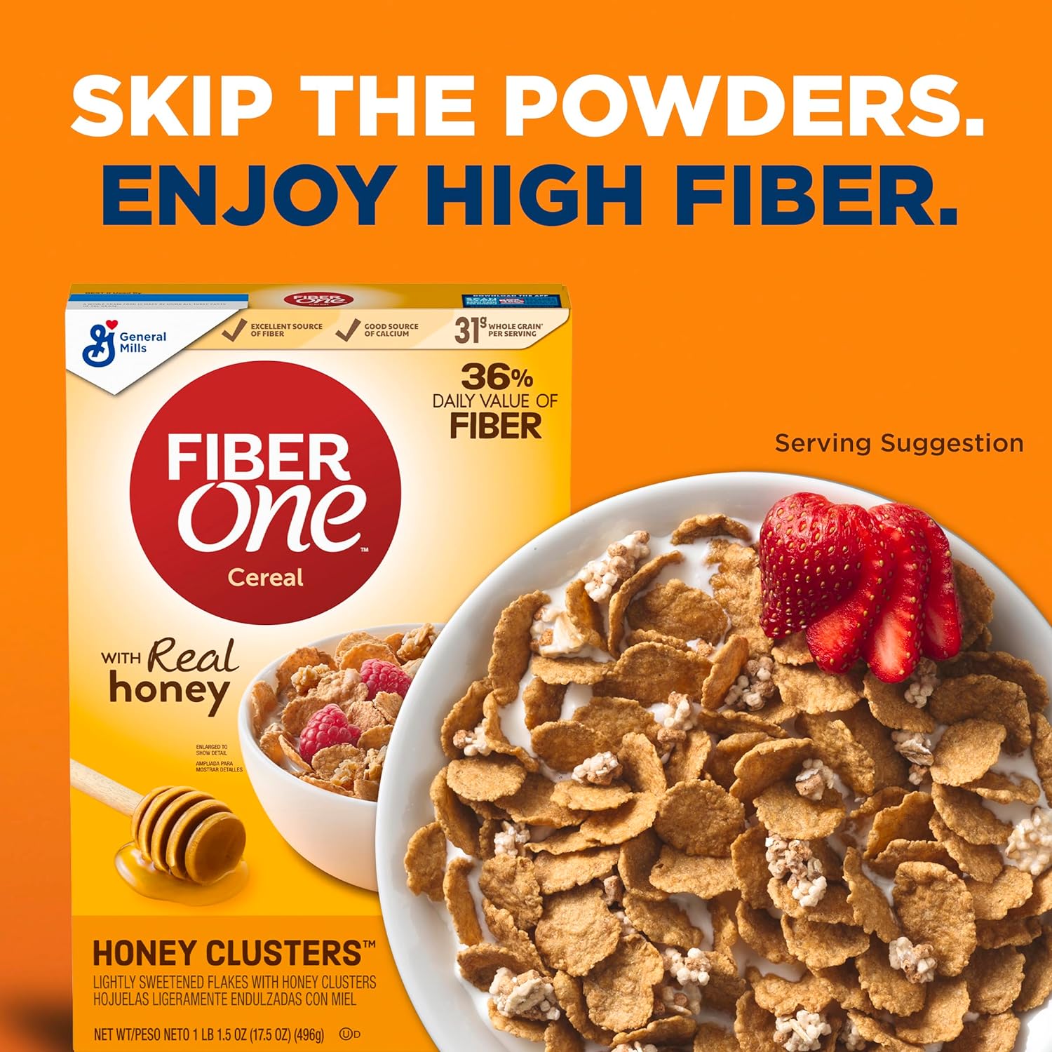 Fiber One Honey Clusters Breakfast Cereal, Fiber Cereal Made with Whole Grain, 17.5 oz-4