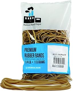 Rubber Bands, Rubber Band Depot, Size #117, Approximately 50 Rubber Bands Per Bag, Rubber Band Measurements: 7" x 1/8'' - 1/4 Pound Bag