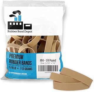 Rubber Bands, Rubber Band Depot, Size #84, Approximately 40 Rubber Bands Per Bag, Rubber Band Measurements: 3-1/2" x 1/2'' - 1/4 Pound Bag