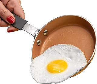 Gotham Steel Hammered Egg Pan Nonstick, 5.5 Inch Small Frying Pan Nonstick, Egg Frying Pan, Small Pan for Cooking, Copper Pan Skillet with Rubber Grip Handle, Dishwasher & Oven Safe, 100% Toxin Free