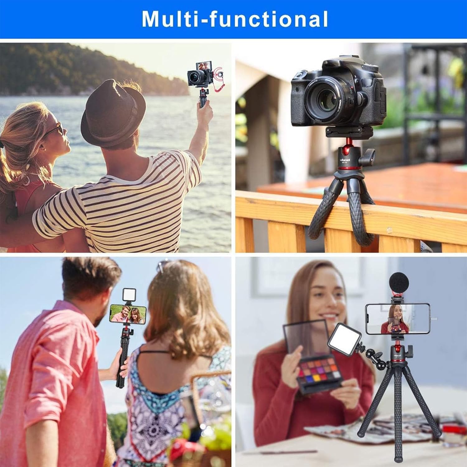 ULANZI Camera Tripod, Mini Flexible Tripod Stand with Hidden Phone Holder w Cold Shoe Mount, 1/4'' Screw for Magic Arm, Universal for iPhone 11 Pro Max XS Max X 8 7 Samsung Canon Nikon Sony Cameras-5