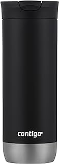 Huron Vacuum-Insulated Stainless Steel Travel Mug, 16oz Licorice - Leak-Proof Lid for Hot/Cold Beverages, Fits Most Cup Holdersand Brewers