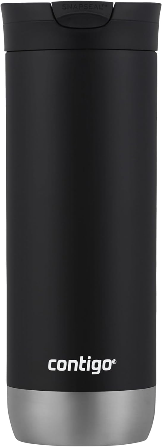 Huron Vacuum-Insulated Stainless Steel Travel Mug, 16oz Licorice - Leak-Proof Lid for Hot/Cold Beverages, Fits Most Cup Holdersand Brewers-0