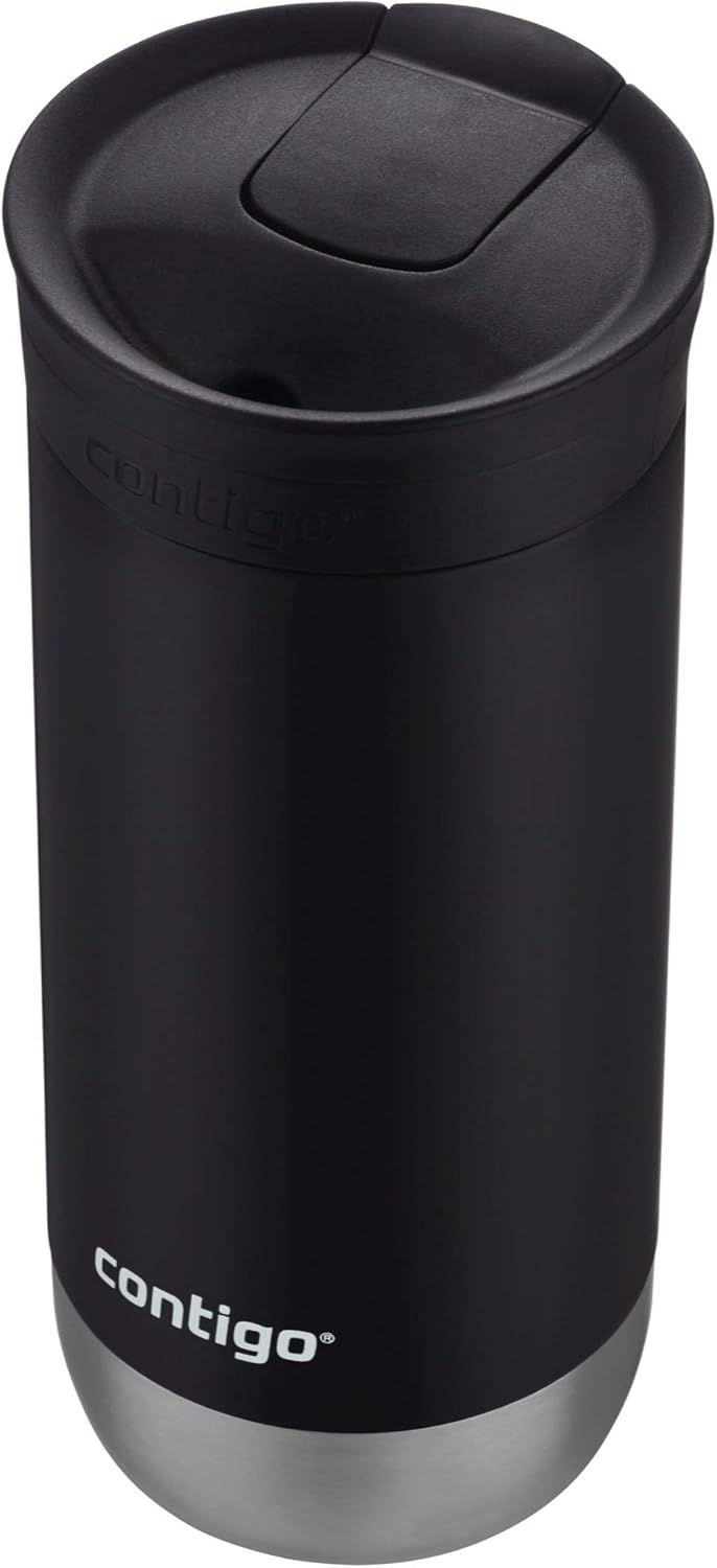 Huron Vacuum-Insulated Stainless Steel Travel Mug, 16oz Licorice - Leak-Proof Lid for Hot/Cold Beverages, Fits Most Cup Holdersand Brewers-2