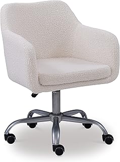 Linon Home Decor Products Linon Brooklyn Sherpa Office Chair, Ivory