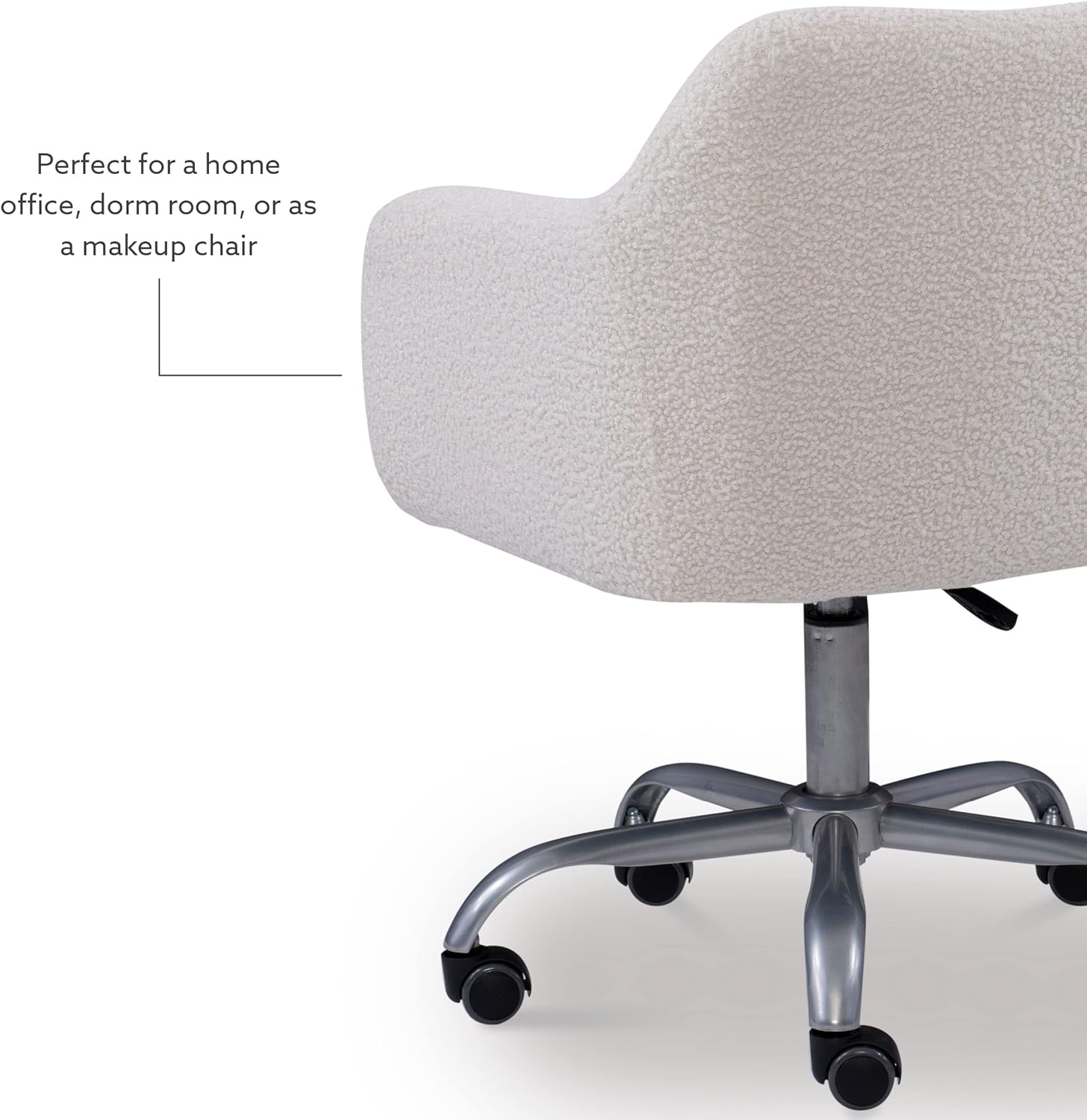 Linon Home Decor Products Linon Brooklyn Sherpa Office Chair, Ivory-11