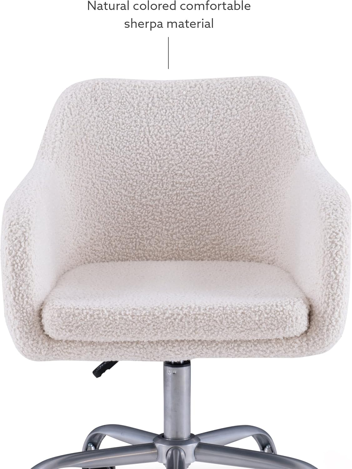 Linon Home Decor Products Linon Brooklyn Sherpa Office Chair, Ivory-12