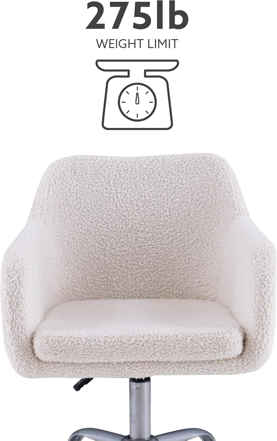 Linon Home Decor Products Linon Brooklyn Sherpa Office Chair, Ivory-9