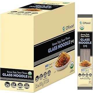 Chung Jung One O'Food Organic Glass Noodles 12 Pack, Gluten-Free Korean Sweet Potato Noodles, Vegan, No Sodium, No Sugar, Rice and Pasta Alternative