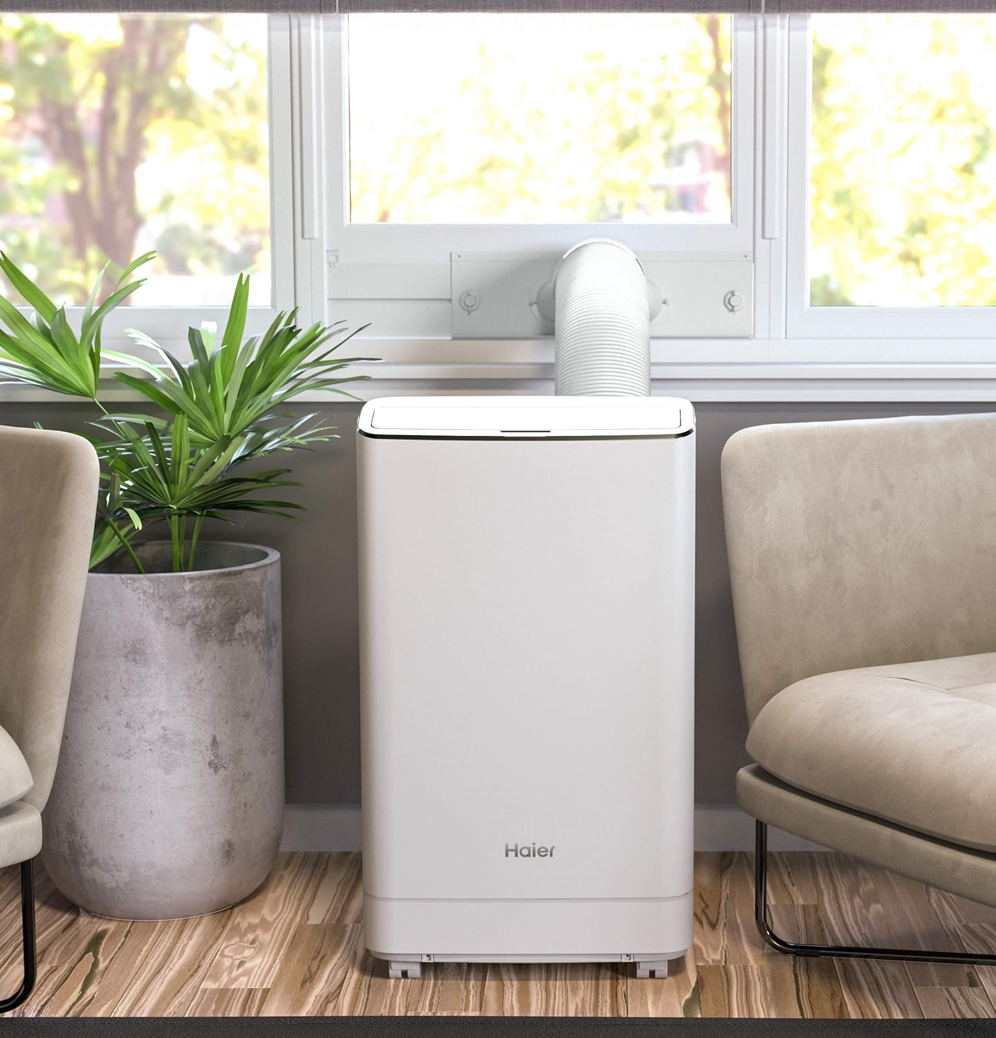 Haier Smart Home 3-in-1 Portable Air Conditioner, Dehumidifier & Room Fan | 13,500 BTU | Easy Install Kit Included | Complete With Wifi & Auto-Evaporation Technology | Cools up to 550 Sq Ft | 115V-1