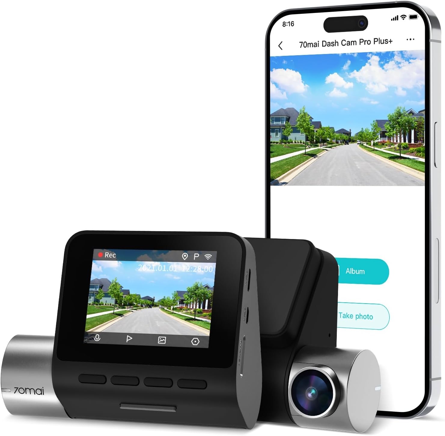 70mai True 2.7K Front Dash Cam, 1944P UHD with Sony IMX335, Built-in WiFi GPS Smart Dash Camera for Cars, Optional Rear Dash Cam, ADAS, 2'' IPS LCD Screen, 140° Wide Angle, WDR, Night Vision-0