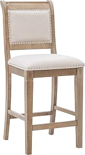 Linon Home Decor Products Newton Natural Counter Stool, Grey Wash