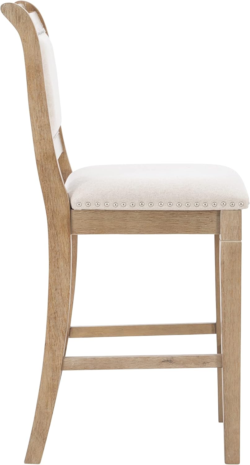 Linon Home Decor Products Newton Natural Counter Stool, Grey Wash-4