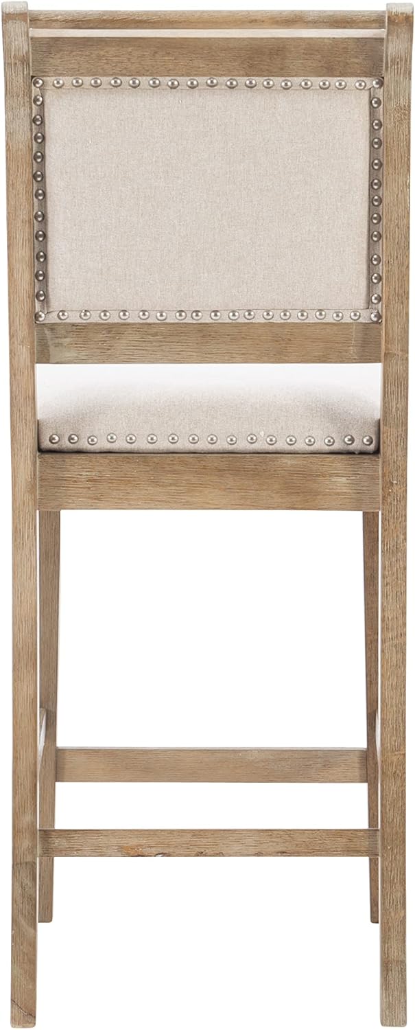 Linon Home Decor Products Newton Natural Counter Stool, Grey Wash-5