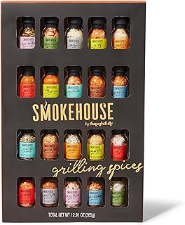 Smokehouse by Thoughtfully Ultimate Grilling Spice Set, Grill Seasoning Gift Set Flavors Include Chili Garlic, Rosemary and Herb, Lime Chipotle, Cajun Seasoning and More, Pack of 20