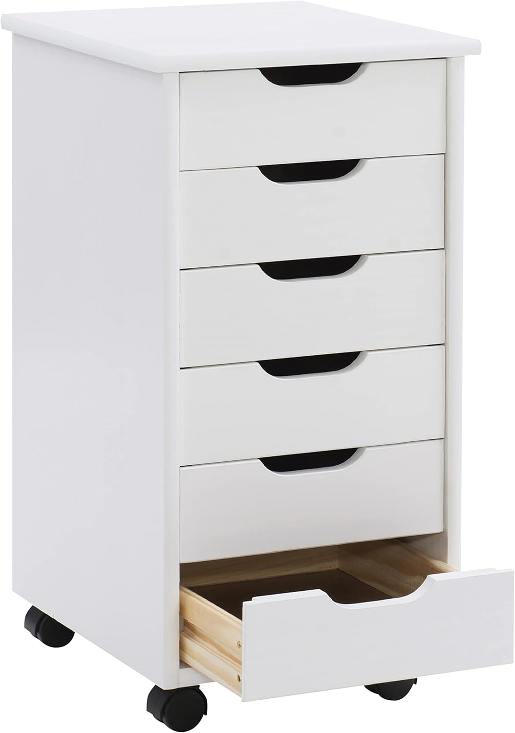 Linon Home Decor Products Corinne Six Drawer Storage, White Wash Rolling Cart-13