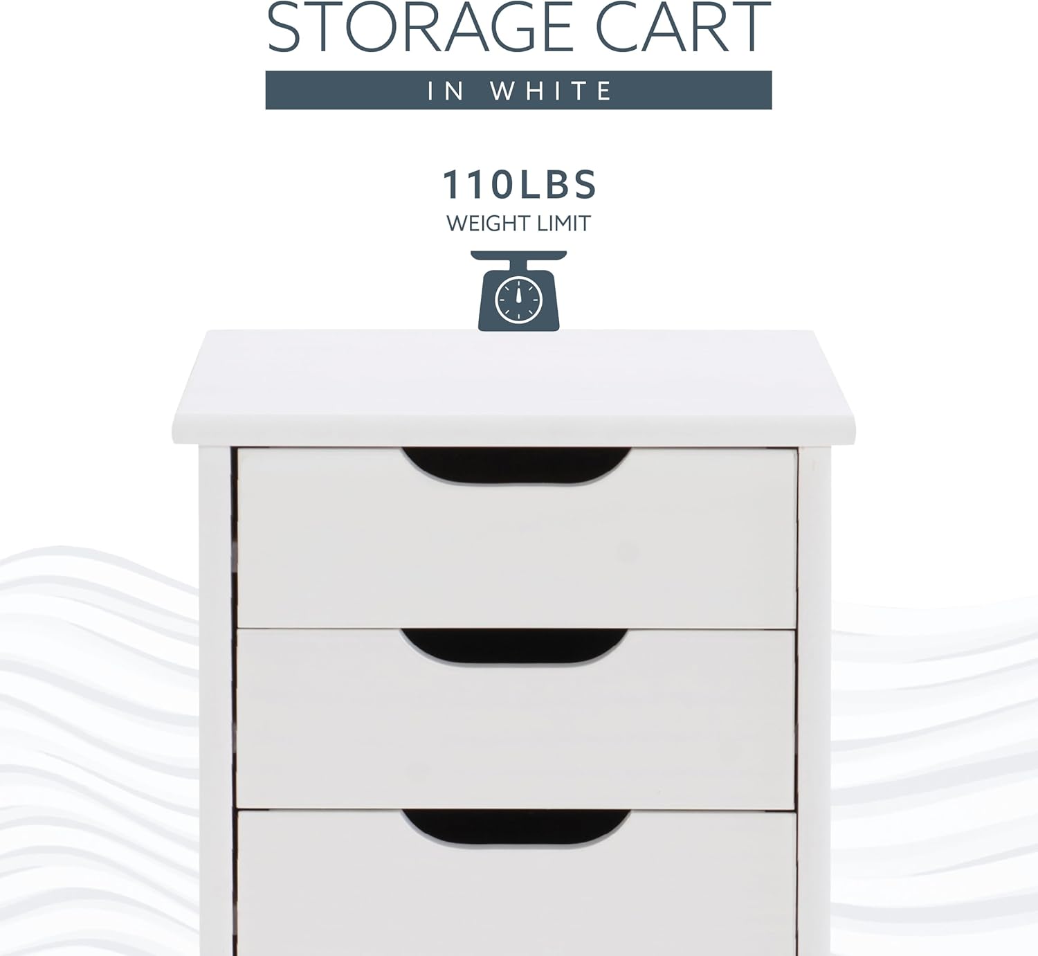 Linon Home Decor Products Corinne Six Drawer Storage, White Wash Rolling Cart-3