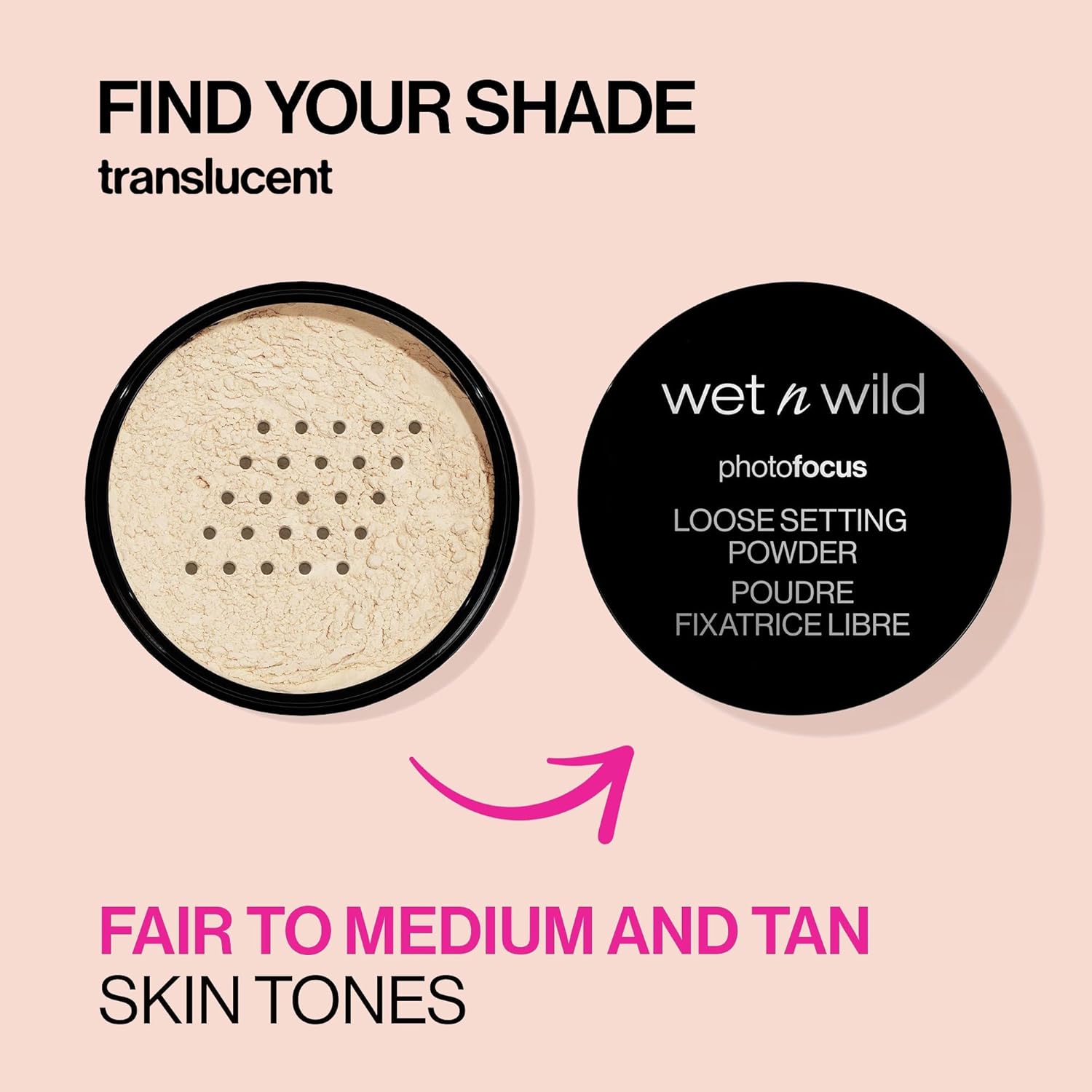 wet n wild Photo Focus Loose Baking Setting Powder, Highlighter Makeup, Fair to Medium & Tan Skin Tones, Translucent-6