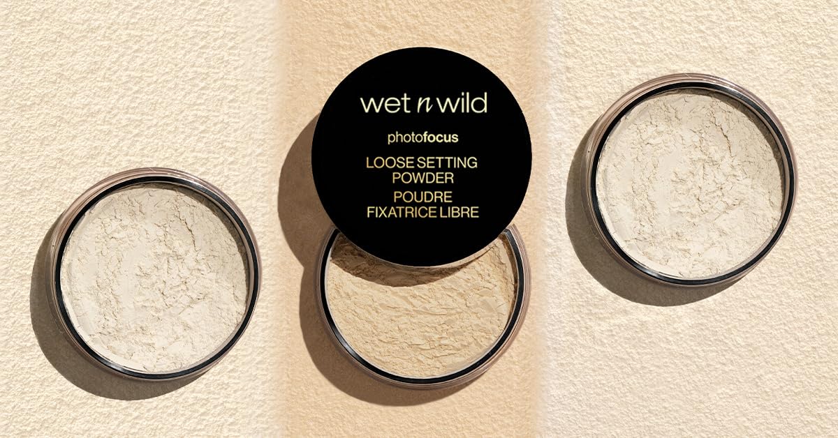 wet n wild Photo Focus Loose Baking Setting Powder, Highlighter Makeup, Fair to Medium & Tan Skin Tones, Translucent-7