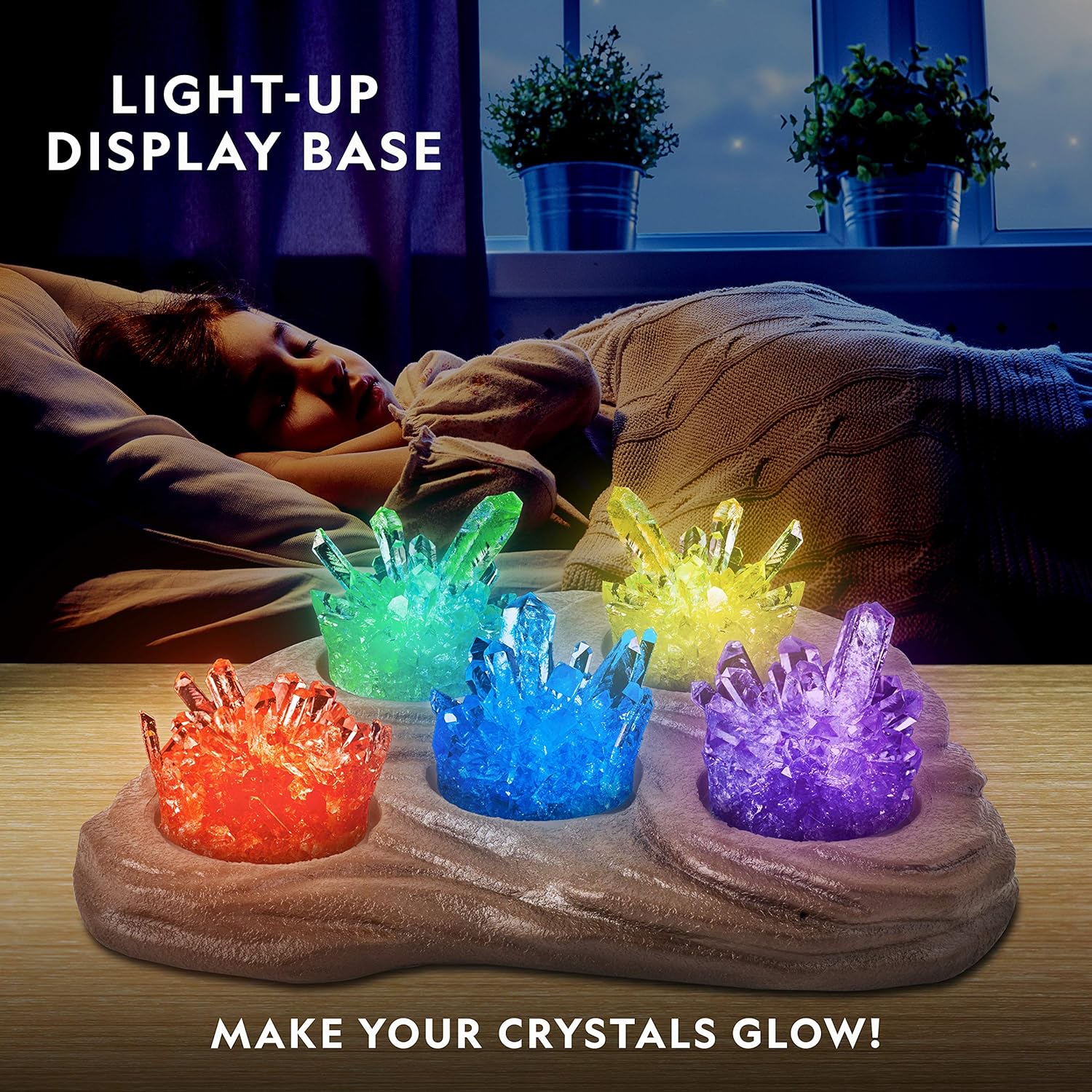 National Geographic Mega Crystal Growing Kit - Grow 6 Crystals with Light-Up Stand, Science Gifts for Kids 8-12-1