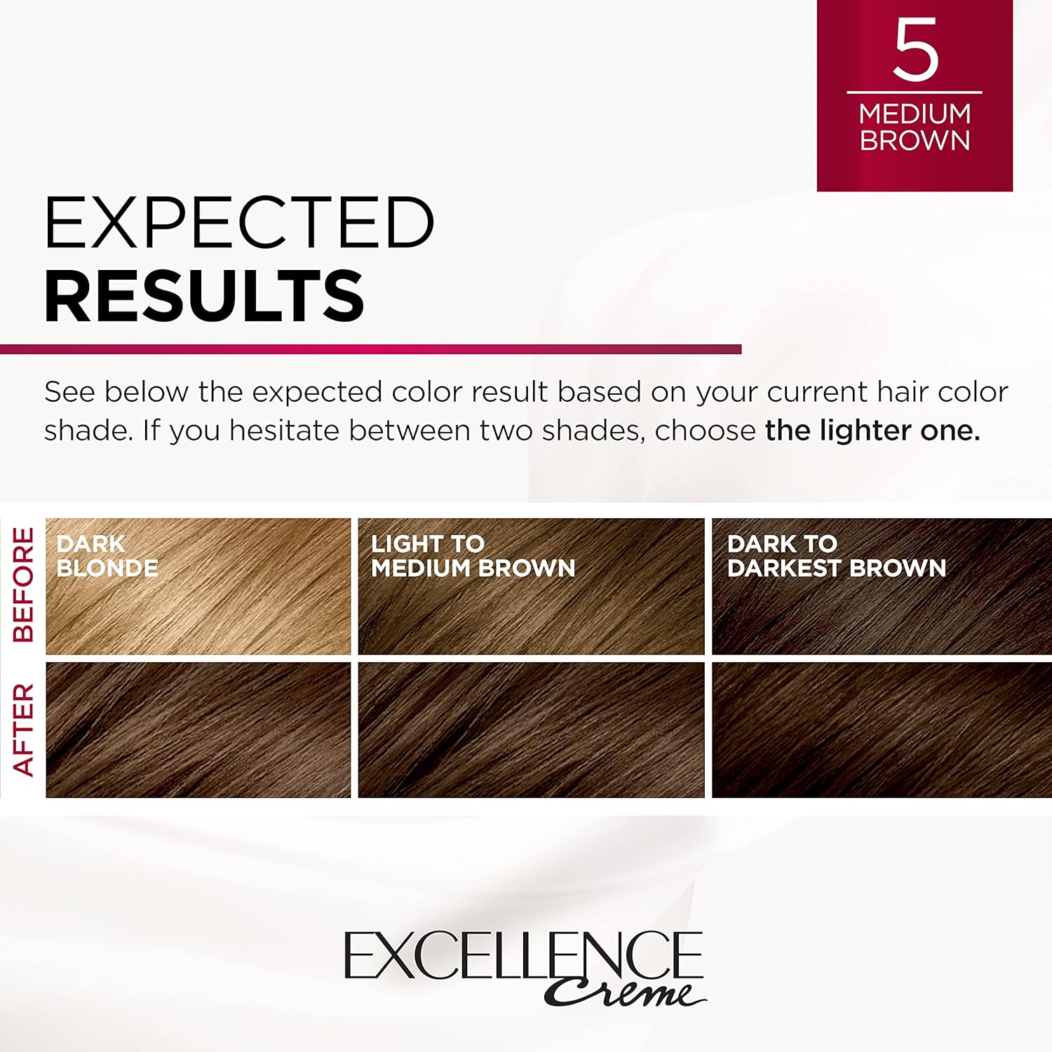 L'Oreal Paris Excellence Creme Permanent Hair Color, 5 Medium Brown, 100 percent Gray Coverage Hair Dye, Pack of 2-6