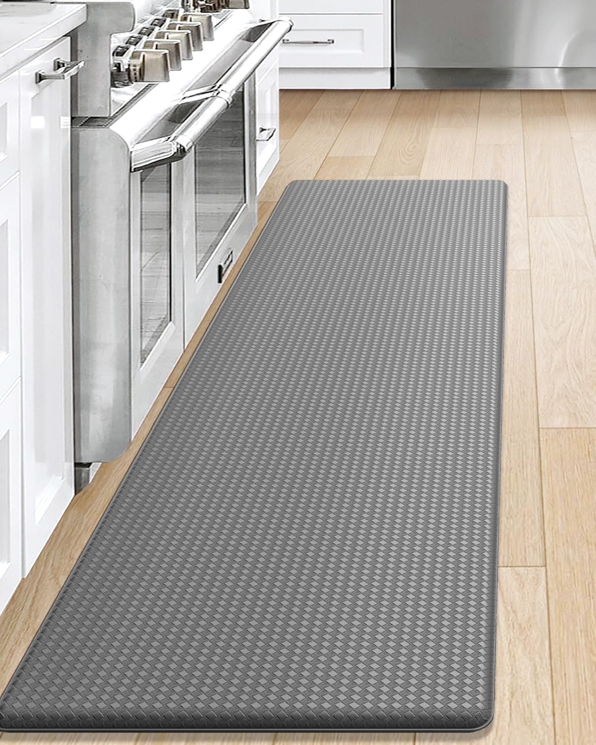 DEXI Kitchen Rug Anti Fatigue,Non Skid Cushioned Comfort Standing Kitchen Mat Waterproof and Oil Proof Floor Runner Mat, Easy to Clean, 17"x59", Grey-0