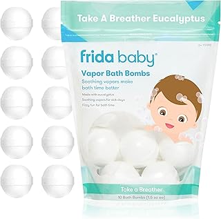 Frida Baby Natural Vapor Bath Bombs for Toddlers & Kids, Eucalyptus Essential Oil Bath Bombs for Aromatherapy, 10 Count