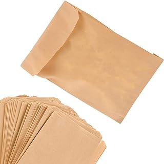 Paper Sandwich Bags Kraft Brown 200 Pack - Biodegradable and Compostable Food Grade Paper Bags - Unbleached Compostable Natural Kraft Paper Stock Bags for Bakery Cookies, Treats, Snacks, Sandwiches…