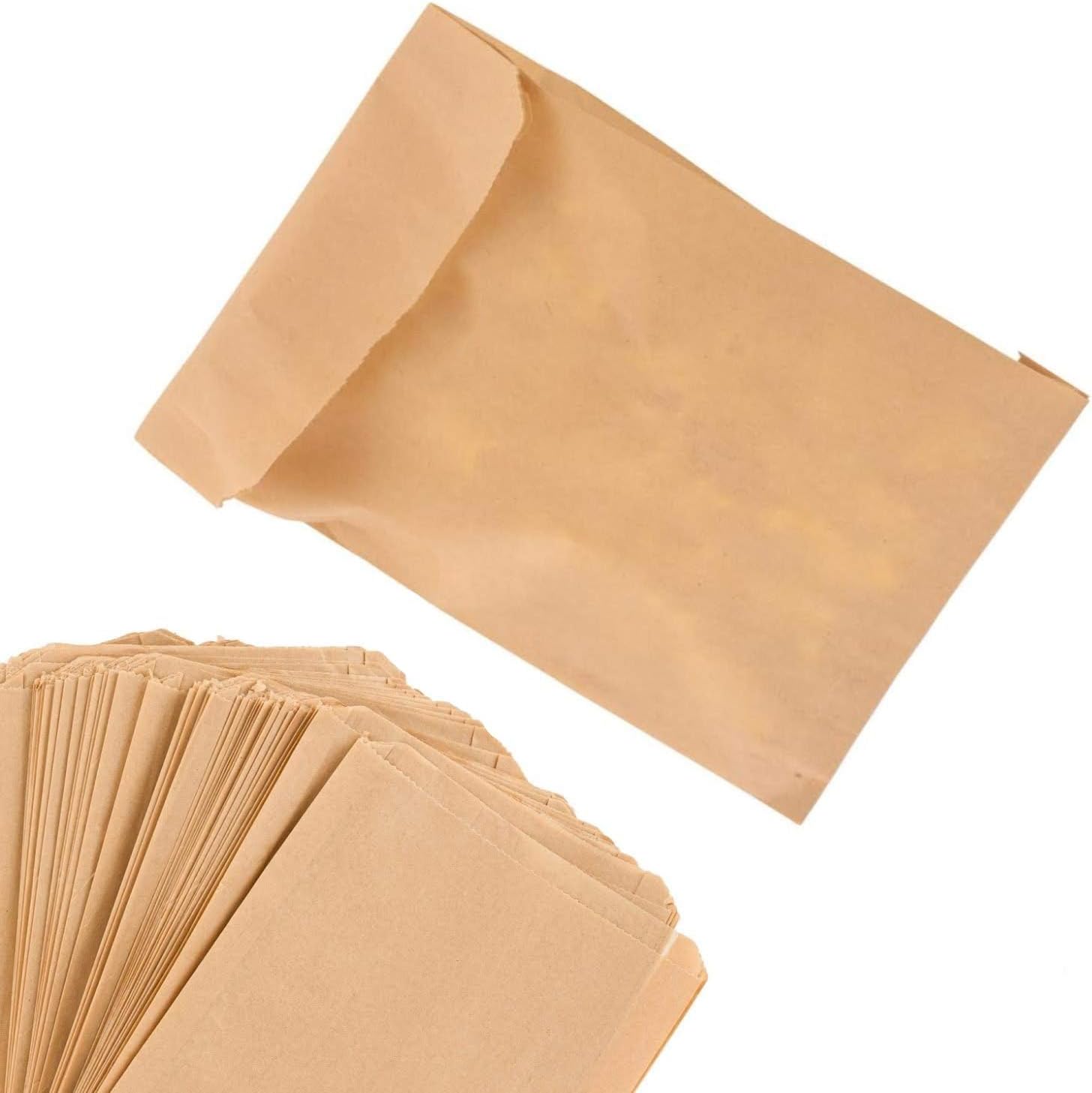 Paper Sandwich Bags Kraft Brown 200 Pack - Biodegradable and Compostable Food Grade Paper Bags - Unbleached Compostable Natural Kraft Paper Stock Bags for Bakery Cookies, Treats, Snacks, Sandwiches…-0