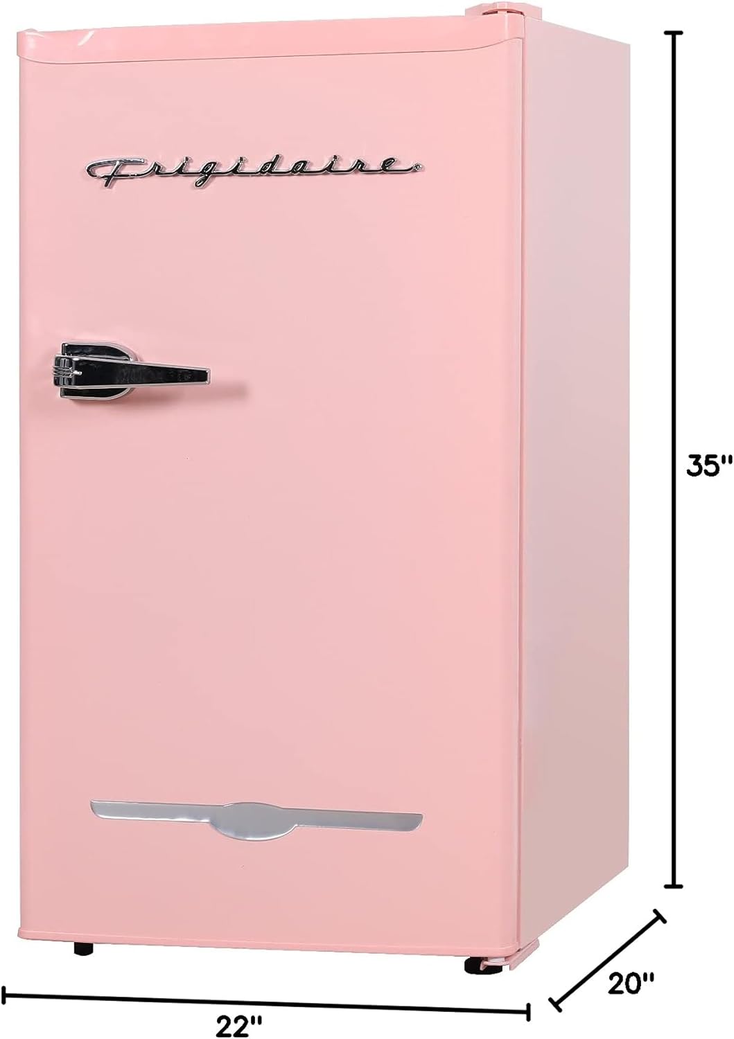 Frigidaire Retro Compact Fridge with Chiller, 3.2 cu ft Countertop Fridge with Built-In Bottle Opener, Compact Refrigerator for Office, Bedroom, Dorm Room or Cabin - 16.5"D x 19"W x 31"H (Pink)-8