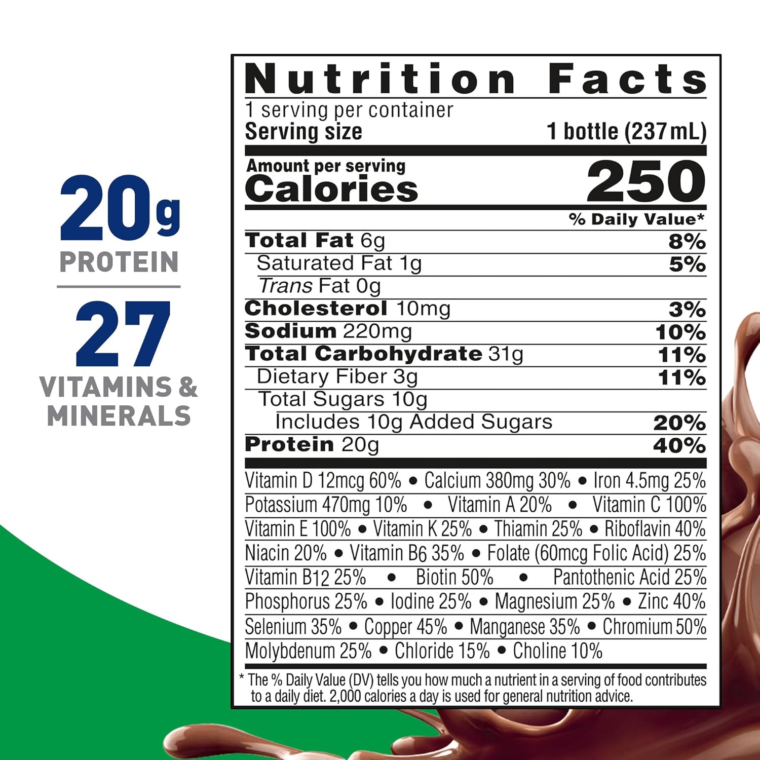 BOOST High Protein with Fiber Complete Nutritional Drink, Rich Chocolate, 8 fl oz Bottle, 24 Pack-1