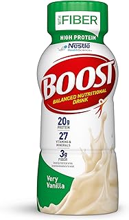 BOOST High Protein with Fiber Complete Nutritional Drink, Very Vanilla, 8 fl oz Bottle, 24 Pack