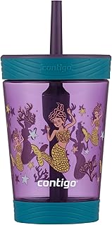 Contigo Kids Spill-Proof Tumbler with Straw, 14oz., Eggplant with Mermaid