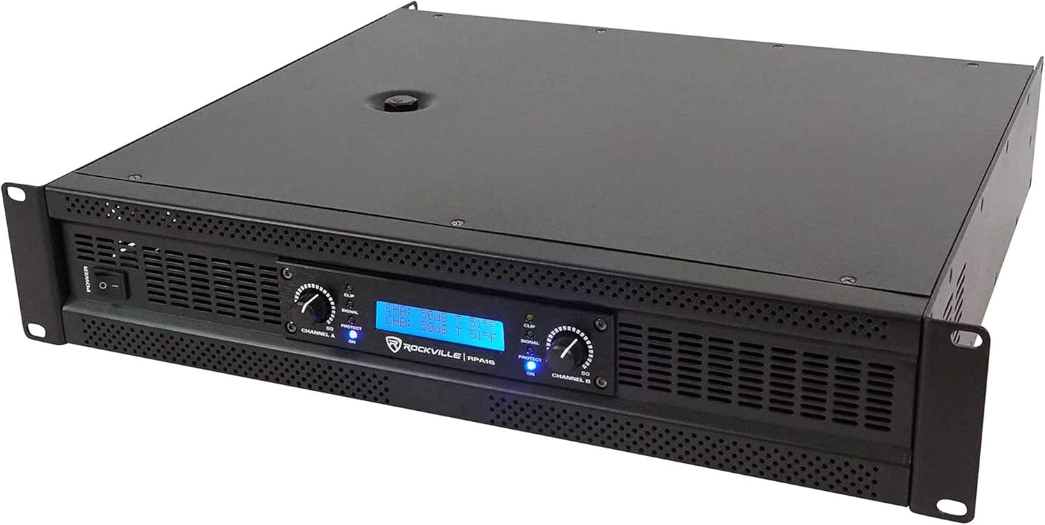 Rockville RPA14 10000W Peak / 3000W RMS 2-Channel Power Amplifier, Rack Mountable - Perfect for Live Sound, Pro Audio, DJs-1