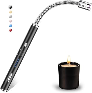 VEHHE Candle Lighter, Electric Rechargeable Arc Lighter with LED Battery Display Long Flexible Neck USB Lighter for Light Candles Gas Stoves Camping Barbecue