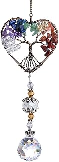 H&D HYALINE & DORA Suncatcher Window Hanging Tree of Life Heart Shaped Crystal Ball Prism Drop Pendant