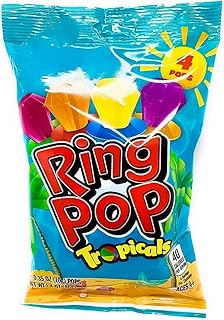 Ring Pop (1 Bag) Tropicals Easter Candy - Net Wt. 0.35 oz / 10 g Per Pop (4 Pops Per Bag)