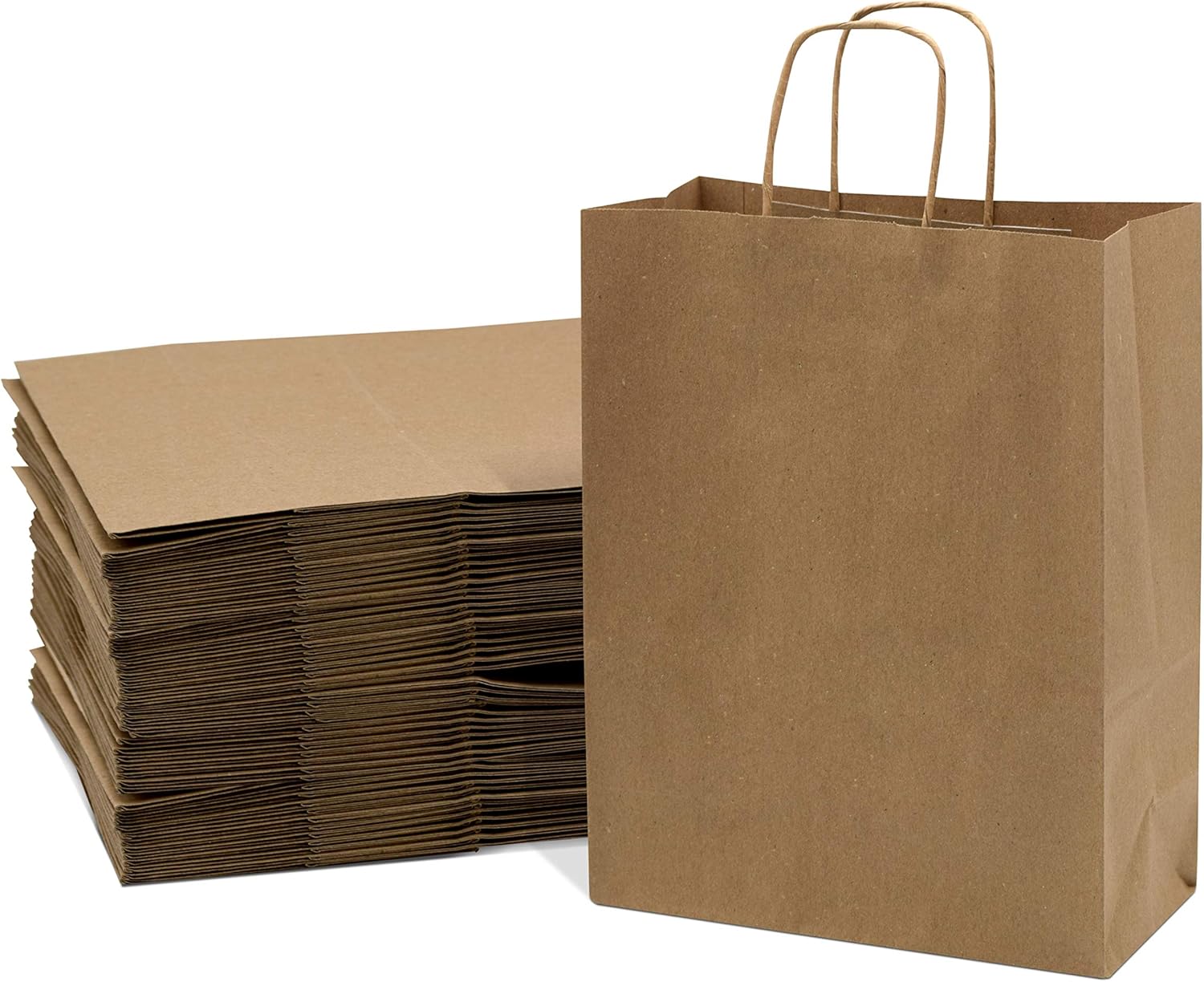 Prime Line Packaging 10x5x13 Medium 50 Pack Brown Bags with Handles, Heavy Duty Gift Bags, Bags for Small Business, Boutique, Merchandise, Party, Bulk-0