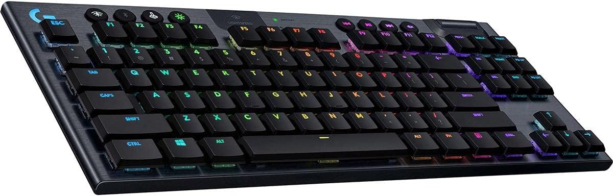 Logitech G915 TKL Tenkeyless Lightspeed Wireless RGB Mechanical Gaming Keyboard, Low Profile Switch Options, Lightsync RGB, Advanced Wireless and Bluetooth Support - Tactile-0