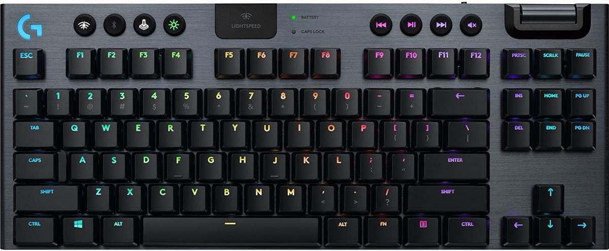 Logitech G915 TKL Tenkeyless Lightspeed Wireless RGB Mechanical Gaming Keyboard, Low Profile Switch Options, Lightsync RGB, Advanced Wireless and Bluetooth Support - Tactile-1