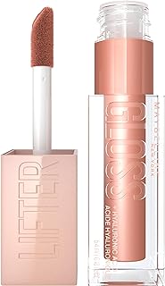 Maybelline Lifter Gloss, Hydrating Lip Gloss with Hyaluronic Acid, High Shine for Plumper Looking Lips, Stone, Rosey Neutral, 0.18 Ounce