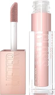 Maybelline Lifter Gloss, Hydrating Lip Gloss with Hyaluronic Acid, Ice, Pink Neutral, 0.18 Ounce