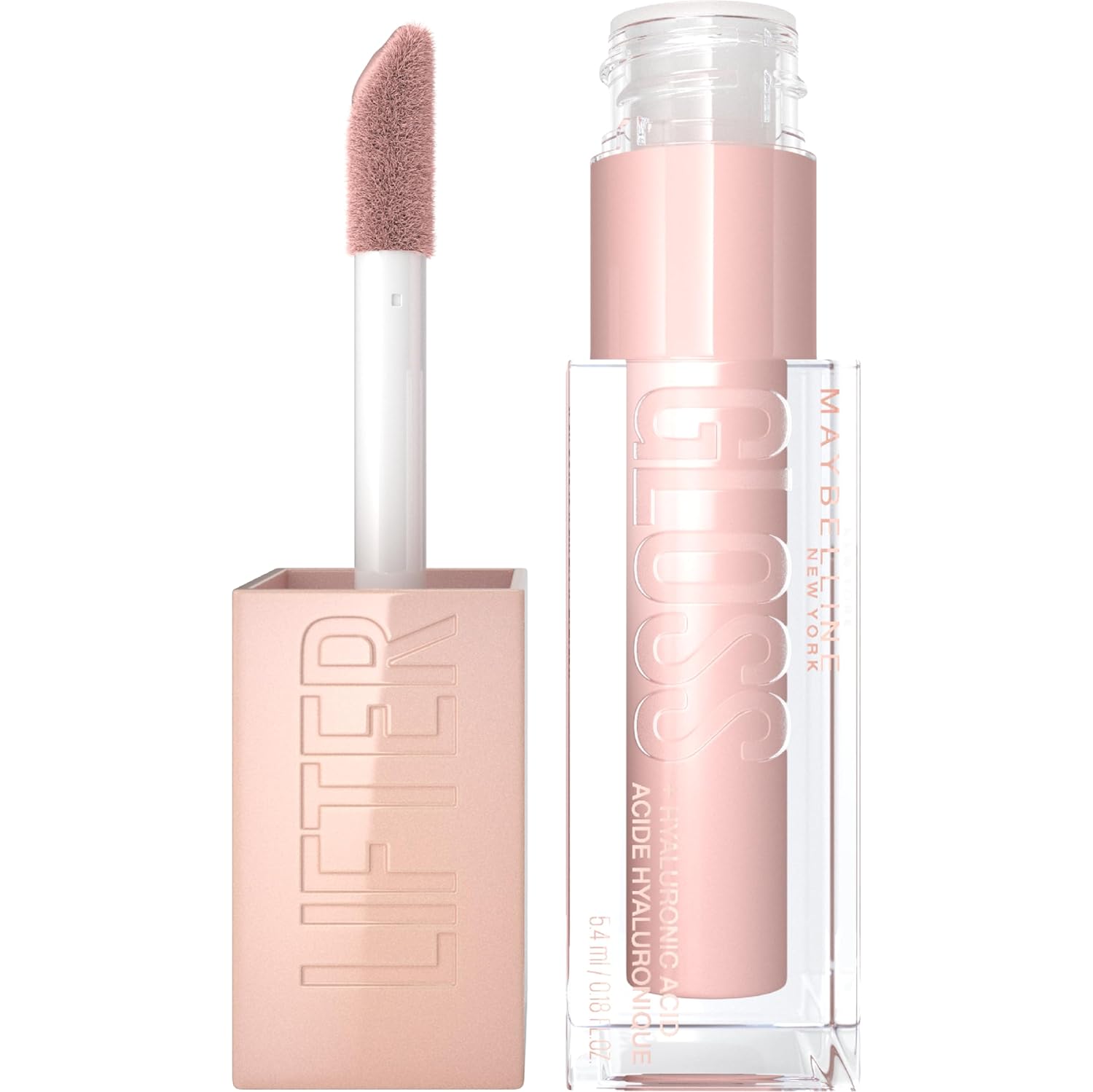 Maybelline Lifter Gloss, Hydrating Lip Gloss with Hyaluronic Acid, Ice, Pink Neutral, 0.18 Ounce-0