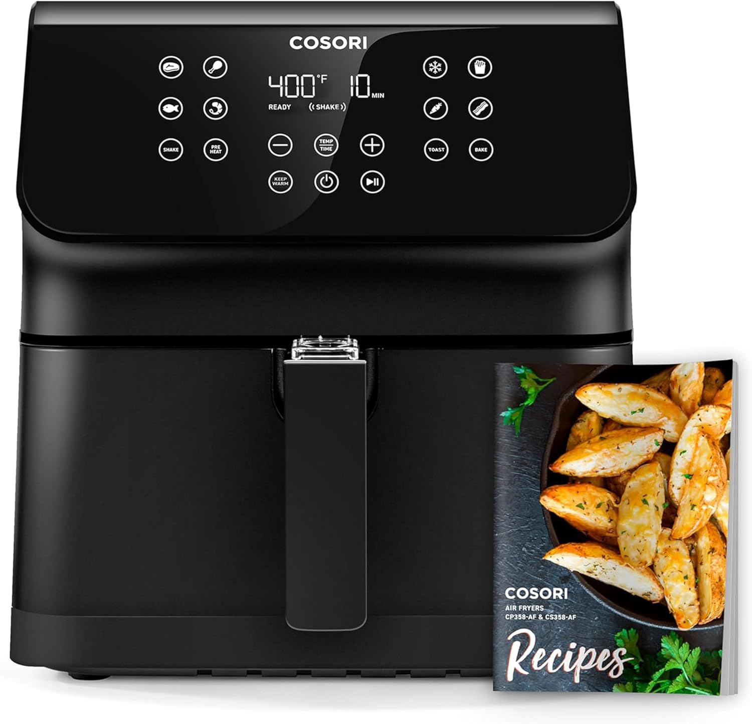 COSORI 12-in-1 Air Fryer 5.8QT, Toast, Bake, Nutrition Facts for 100+ In-App Recipes, AdaptIQ Tech Fast Cook, for Main & Side Dishes, Snacks, Leftovers, Detachable Square Basket, Dishwasher Safe-0