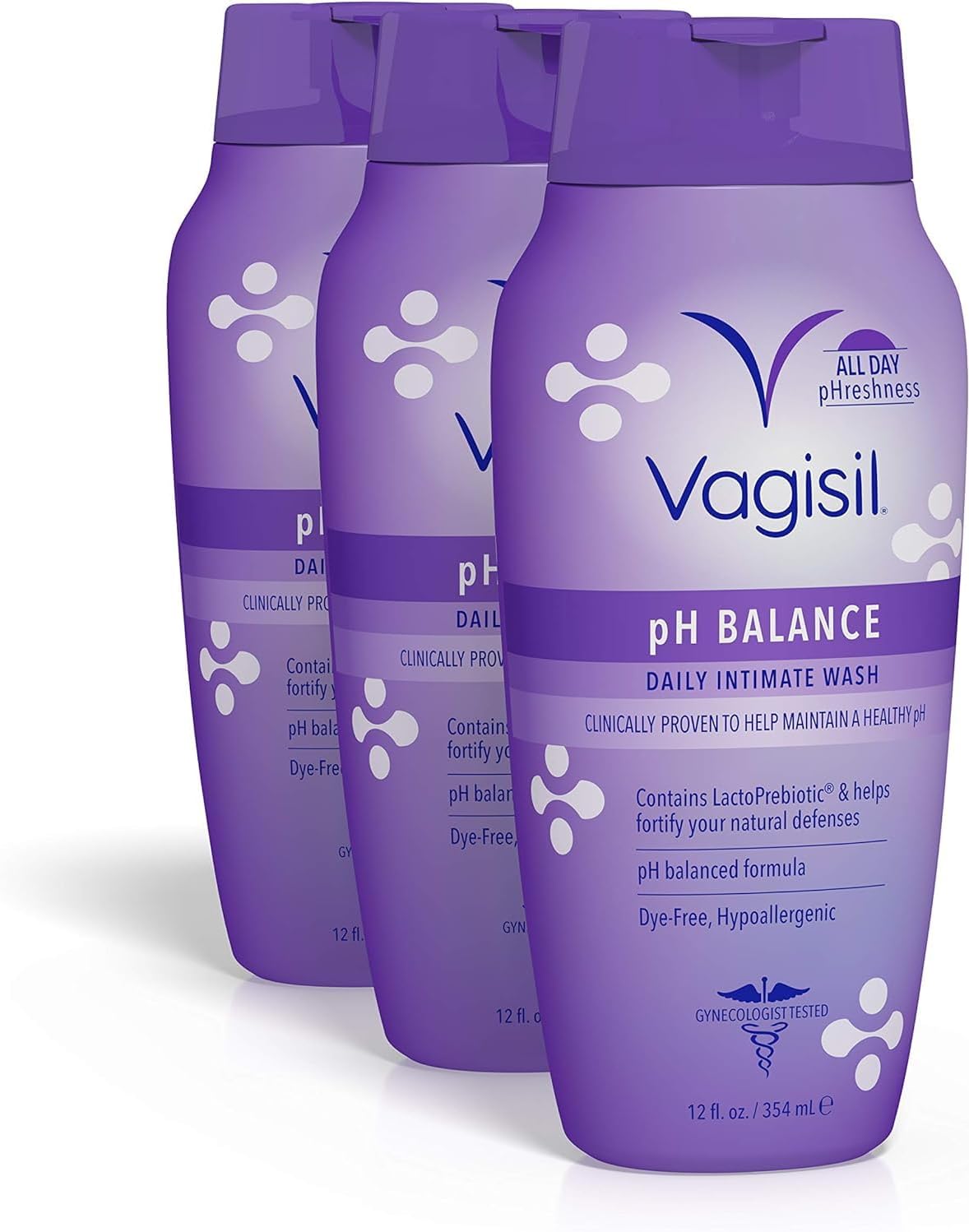 Vagisil Feminine Wash for Intimate Area Hygiene, pH Balance, Gynecologist Tested, Hypoallergenic, 12 oz, (Pack of 3)-0