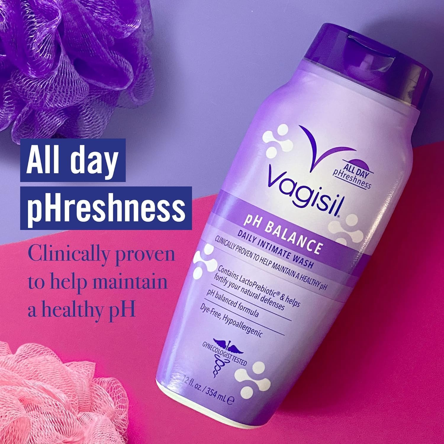 Vagisil Feminine Wash for Intimate Area Hygiene, pH Balance, Gynecologist Tested, Hypoallergenic, 12 oz, (Pack of 3)-3