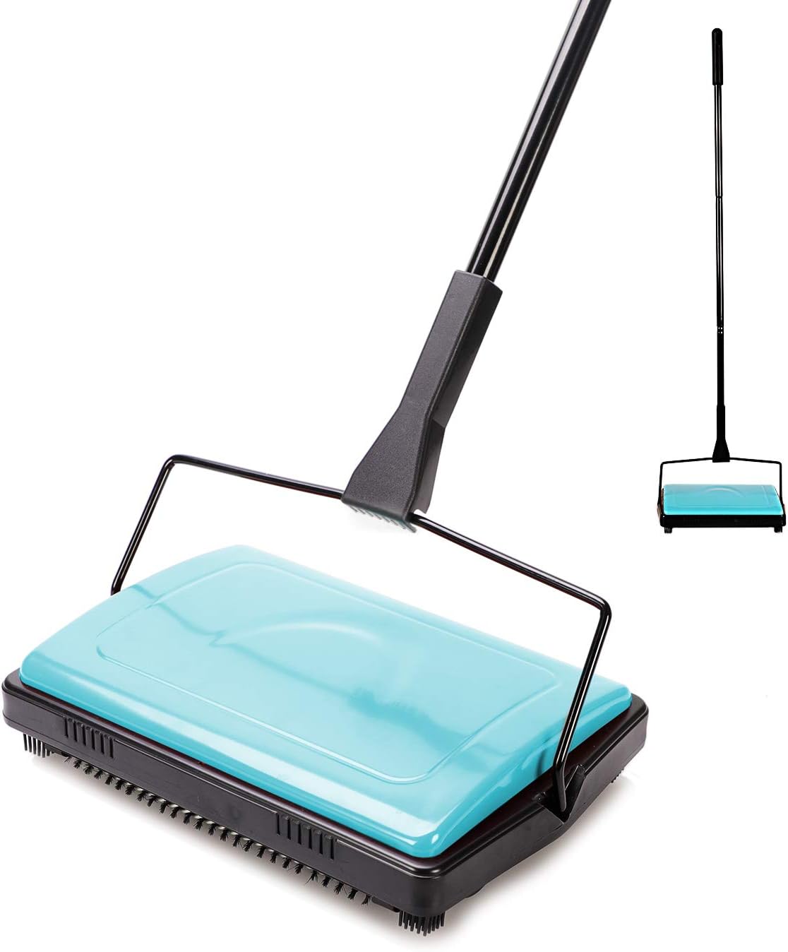 Yocada Carpet Sweeper Cleaner for Home Office Low Carpets Rugs Undercoat Carpets Pet Hair Dust Scraps Paper Small Rubbish Cleaning with a Brush Blue-0